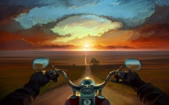 99-Motorcycle Sunset Painting Art.jpg (240×150)